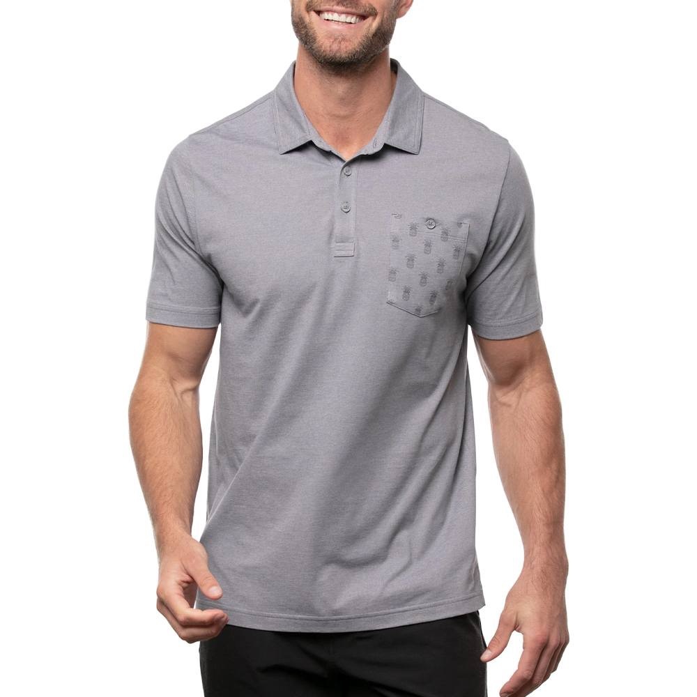 TravisMathew Can Can Polo Mens M Gray Pineapple Pocket Golf Shirt Casual